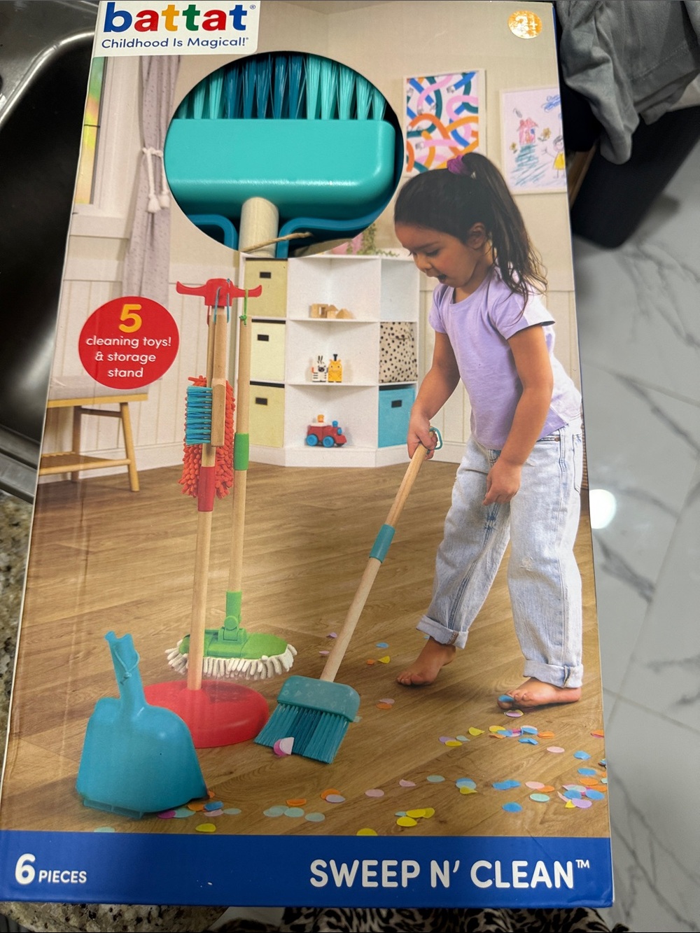 Battat Sweep N' Clean Kids Toy Cleaning Set - Teal & Red